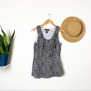 White House Black Market Polka Dot Ruffle Tank Top